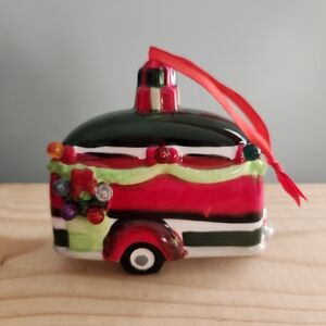 Nostalgic LED Light Up Christmas Camper Ceramic Ornament